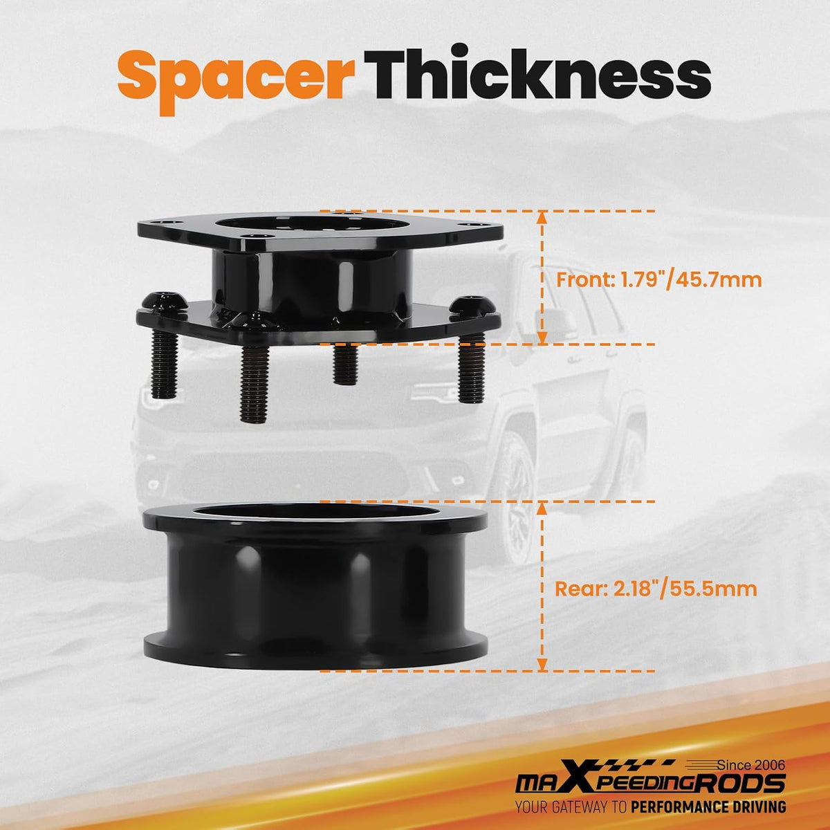 maXpeedingrods 2" Lift Kit for Jeep Grand Cherokee WK Commander XK 2006-2010, Suspension Lift Spacer Kit with Longer Bolts