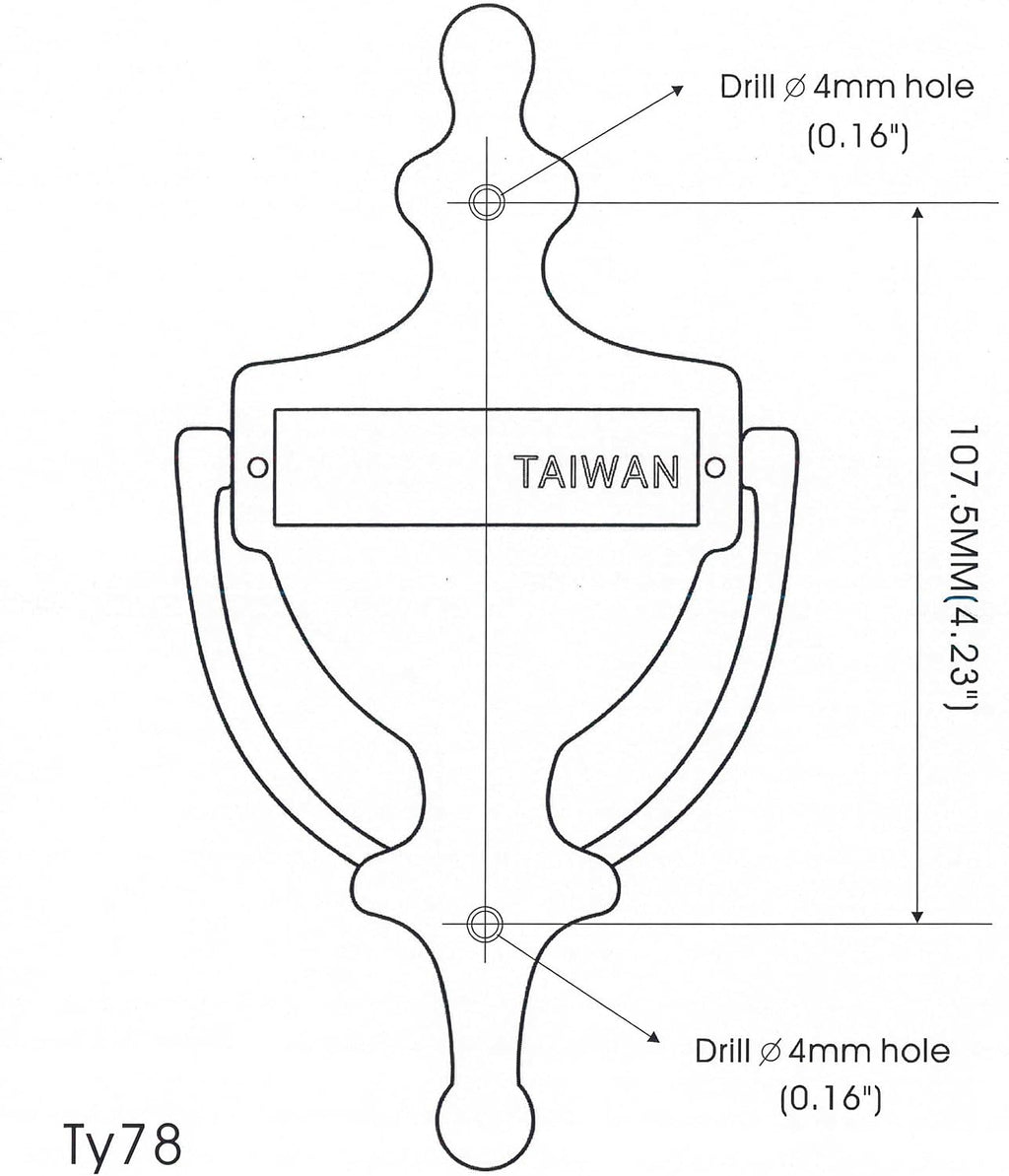 Solid Brass Door Knocker, 7", Polished Brass, Made in Taiwan, 1 Pack