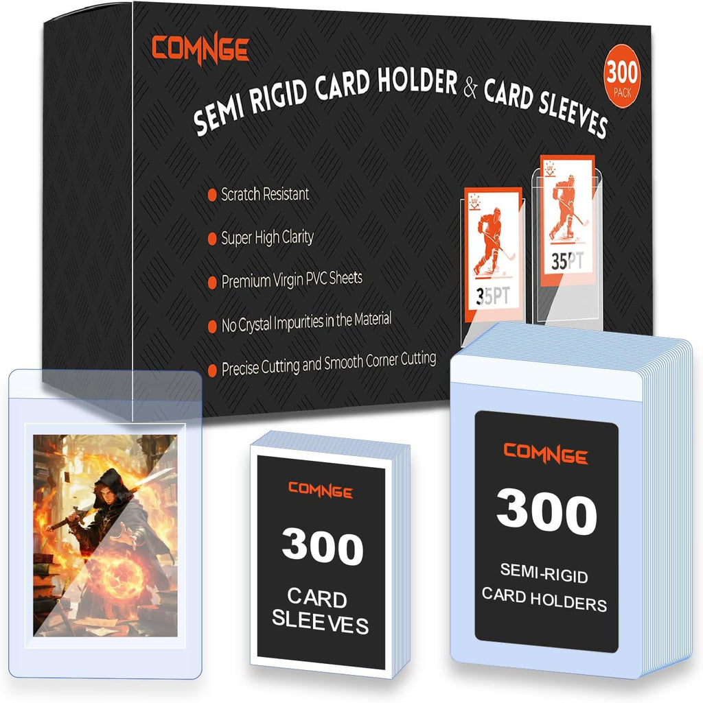 300ct Semi Rigid Card Holders & Penny Sleeves - Card Savers for Grading | High-volume CaProtection for Grading
