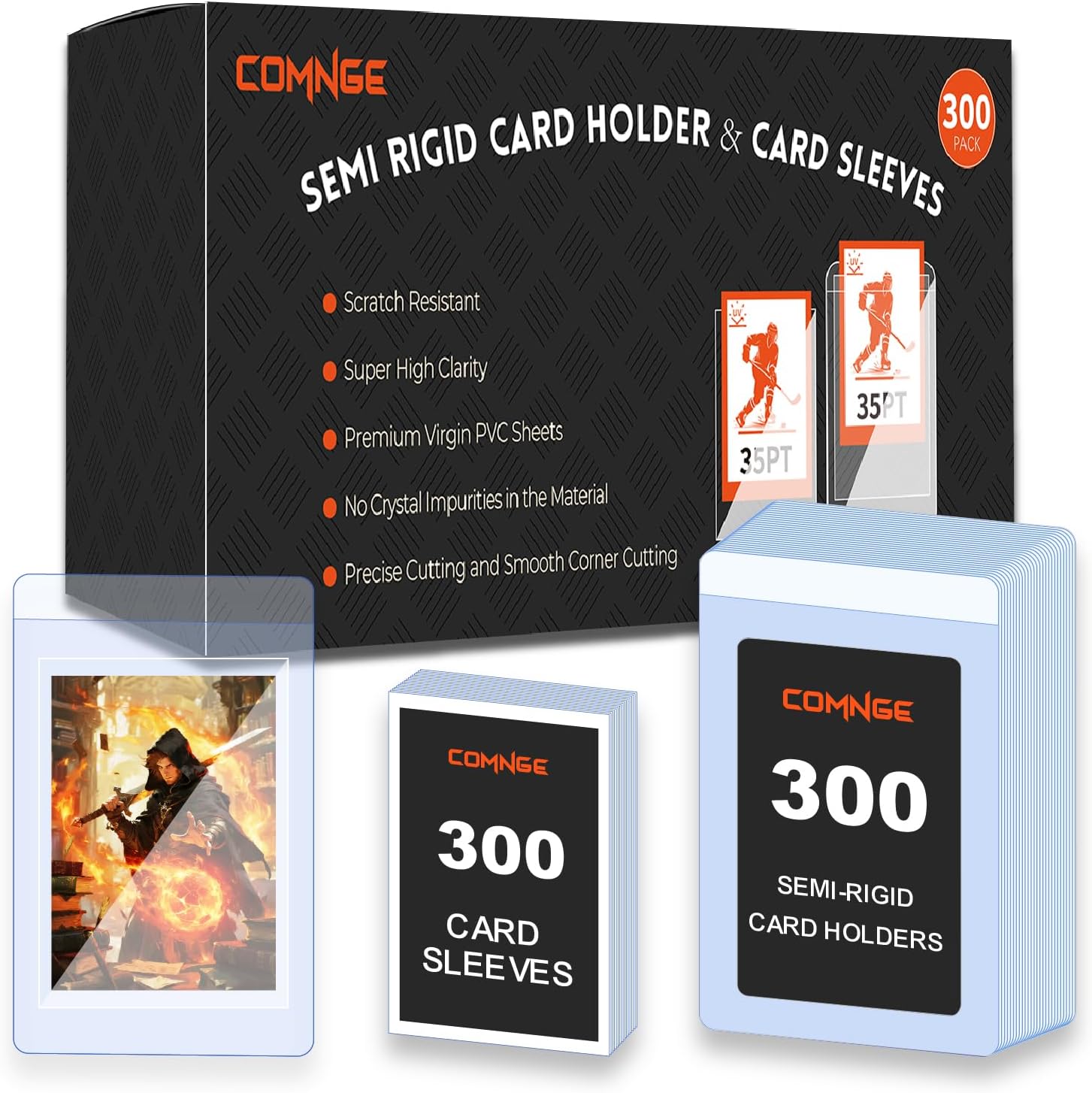300ct Semi Rigid Card Holders & Penny Sleeves - Card Savers for Grading | High-volume CaProtection for Grading