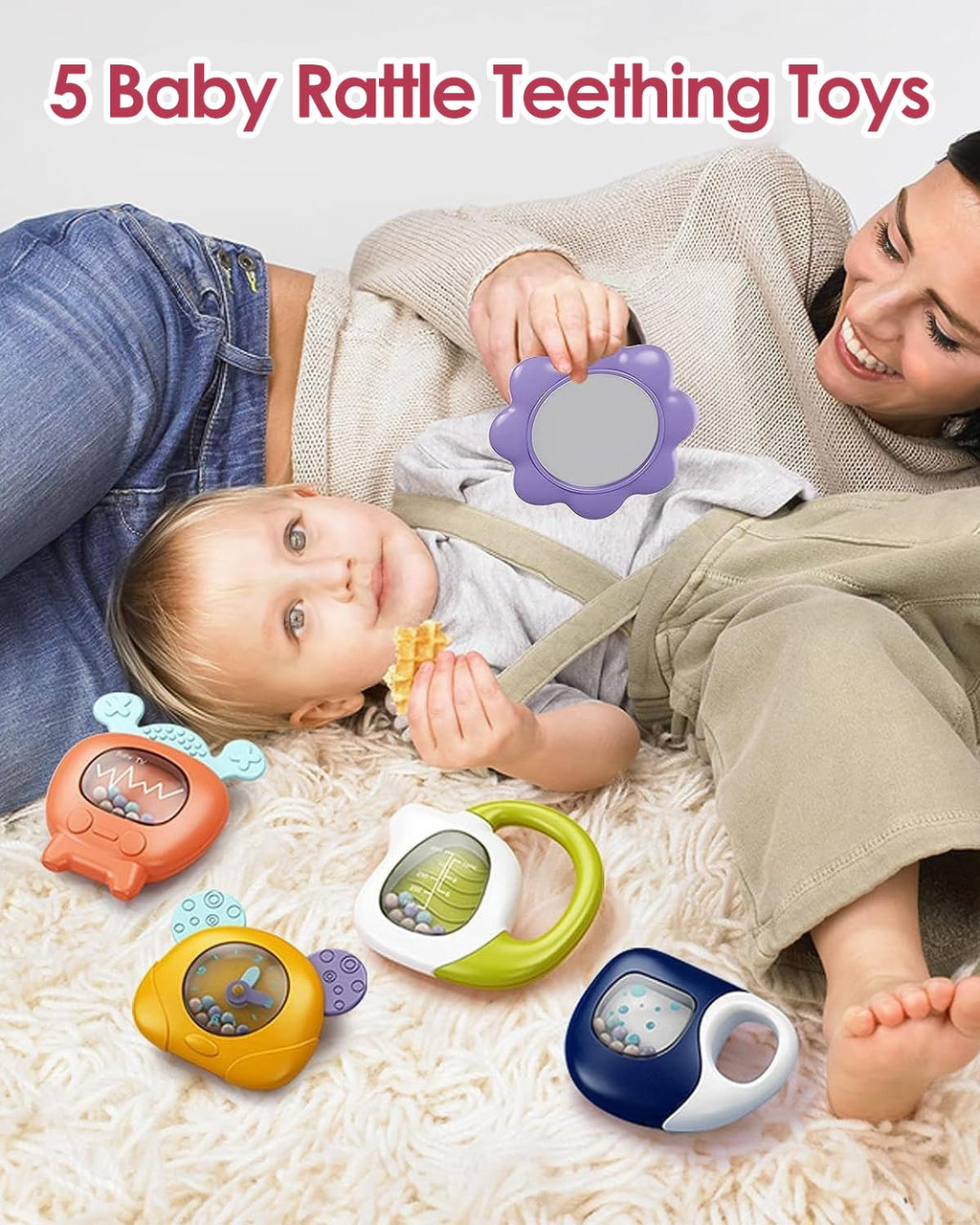 Baby Play Mat Gym, Funny Play Piano Tummy Time Activity Mat with 5 Infant Sensory Toys, Music and Lights, Boy & Girl