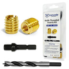 Threaded Inserts for Wood, Installation Kit, Brass, Includes 3/8"-16 Knife Thread Inserts (10pcs), Drill, Installation Tool