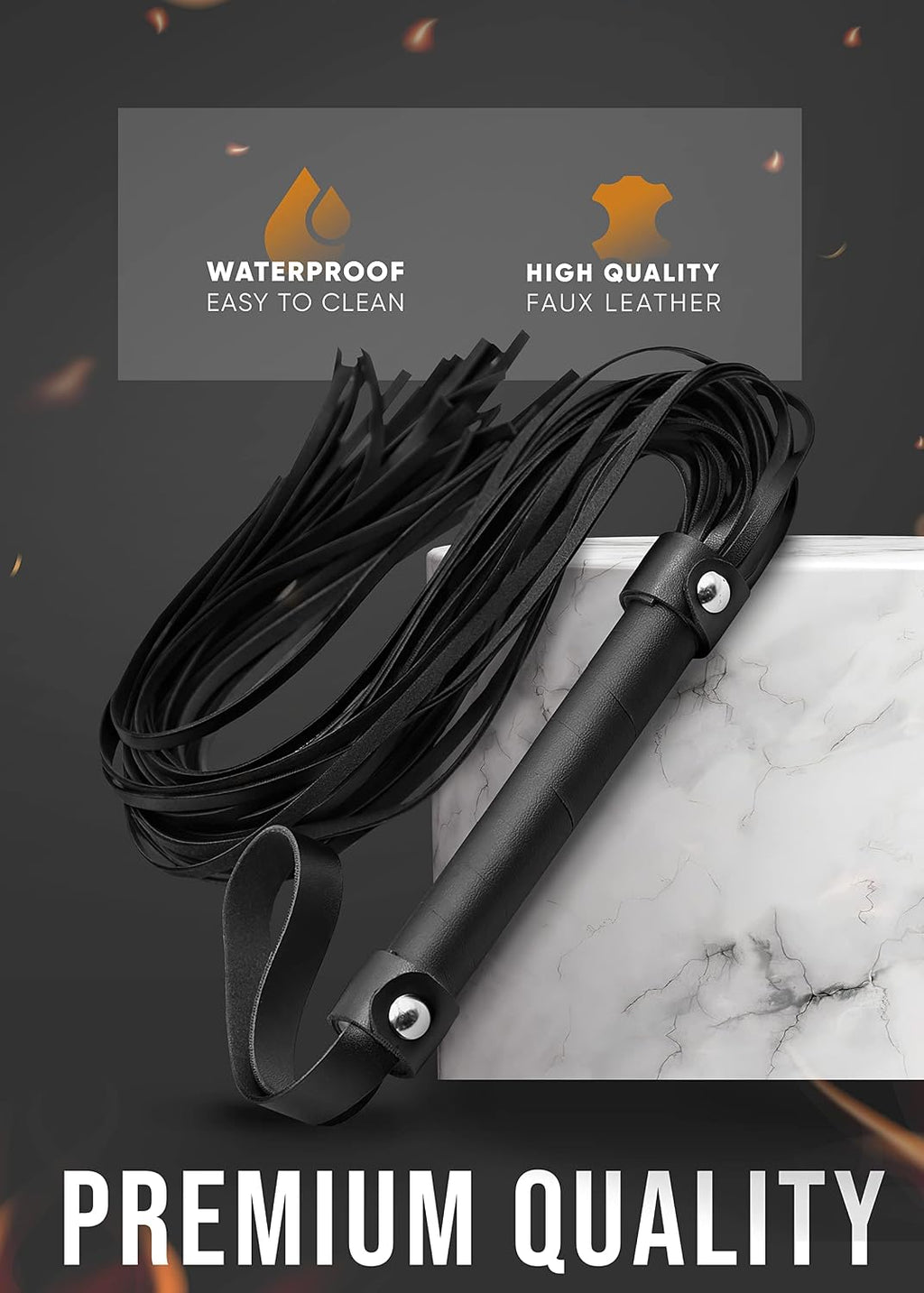 Leather Riding Crop for Adult Play, Faux Leather Riding Flogger Whip Black 18" for Play Paddle for Adults