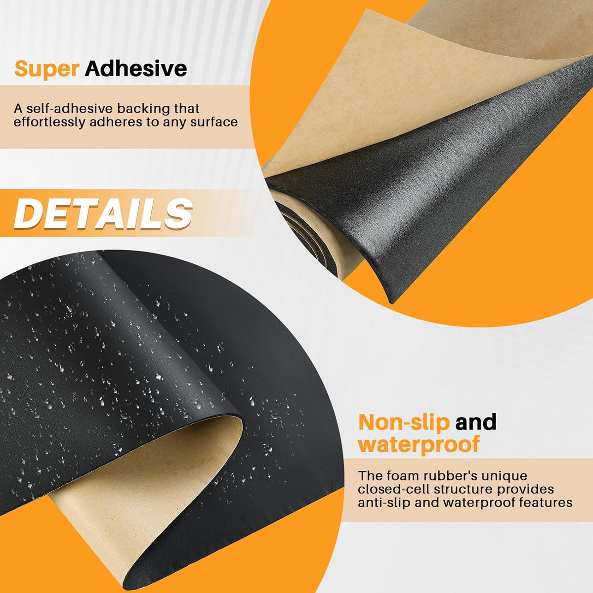 1/8" T x 12" W x 48" L Neoprene Foam Padding with Adhesive