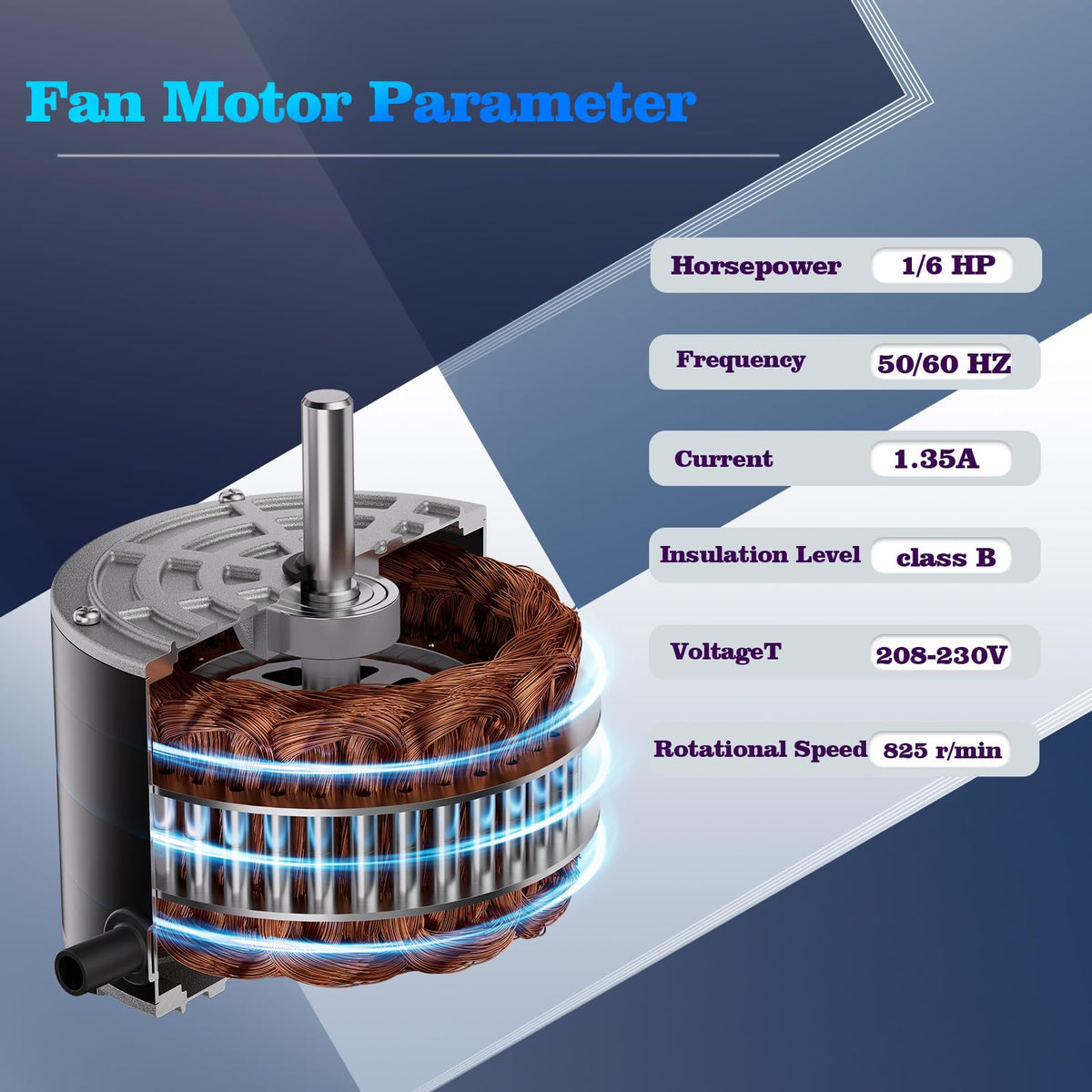 upmbzie K55HXJPM-9251 1/6 HP 825 RPM Condenser Fan Motor Compatible Replacement for US Motors