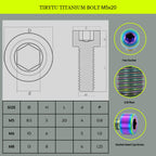 TIRYTU M5x20 Titanium Bolts Hex Socket Cap Screw, Colorful, 4PC
