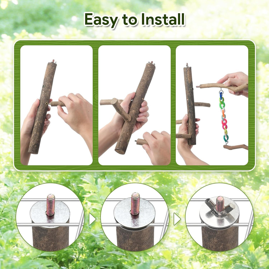 Bird Toys, Bird Swing Toys with Perch Stand, Cage Accessories for Budgies, Parakeets, Cockatiels & Other Small Birds