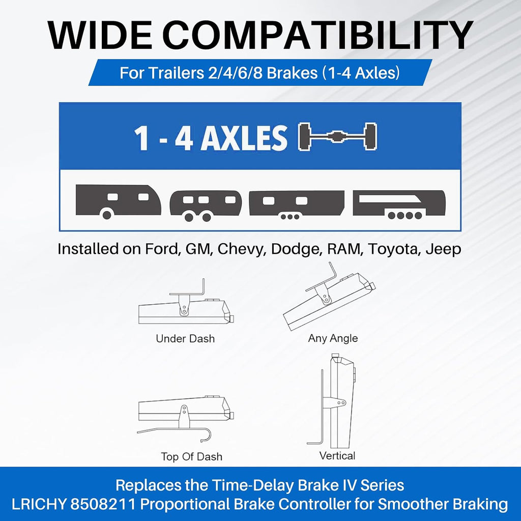 8507111 Upgraded Time-Delay Trailer Brake Controller for 1-4 Axles