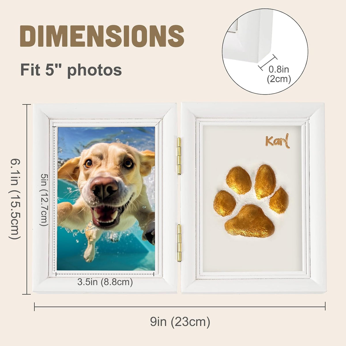 Paw Print Kit, Pet Memorial Keepsake with Frame