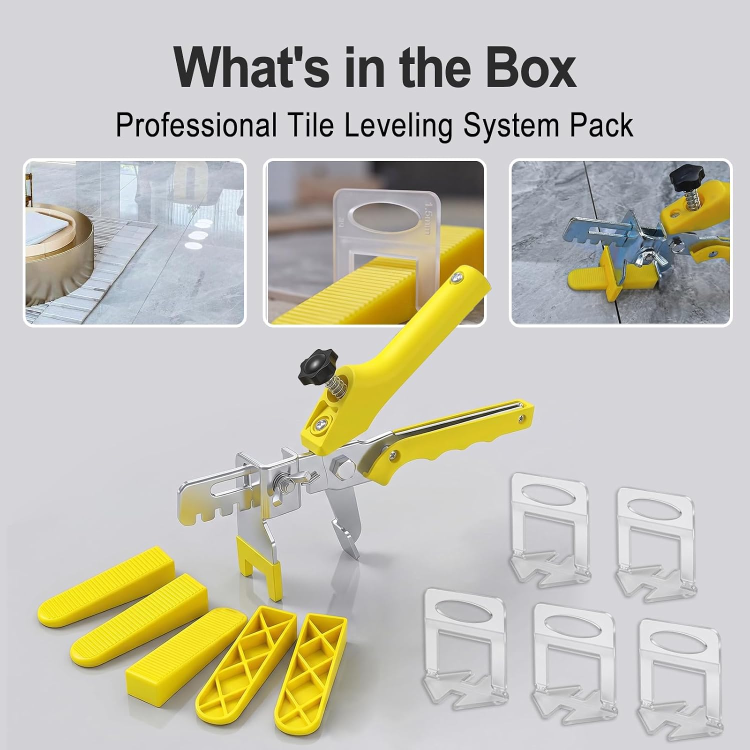 Tile Leveling System with Tile Plier, 1000 Pieces 1/16" Tile Leveler spacers and 210pcs Reusable Tile Wedges for