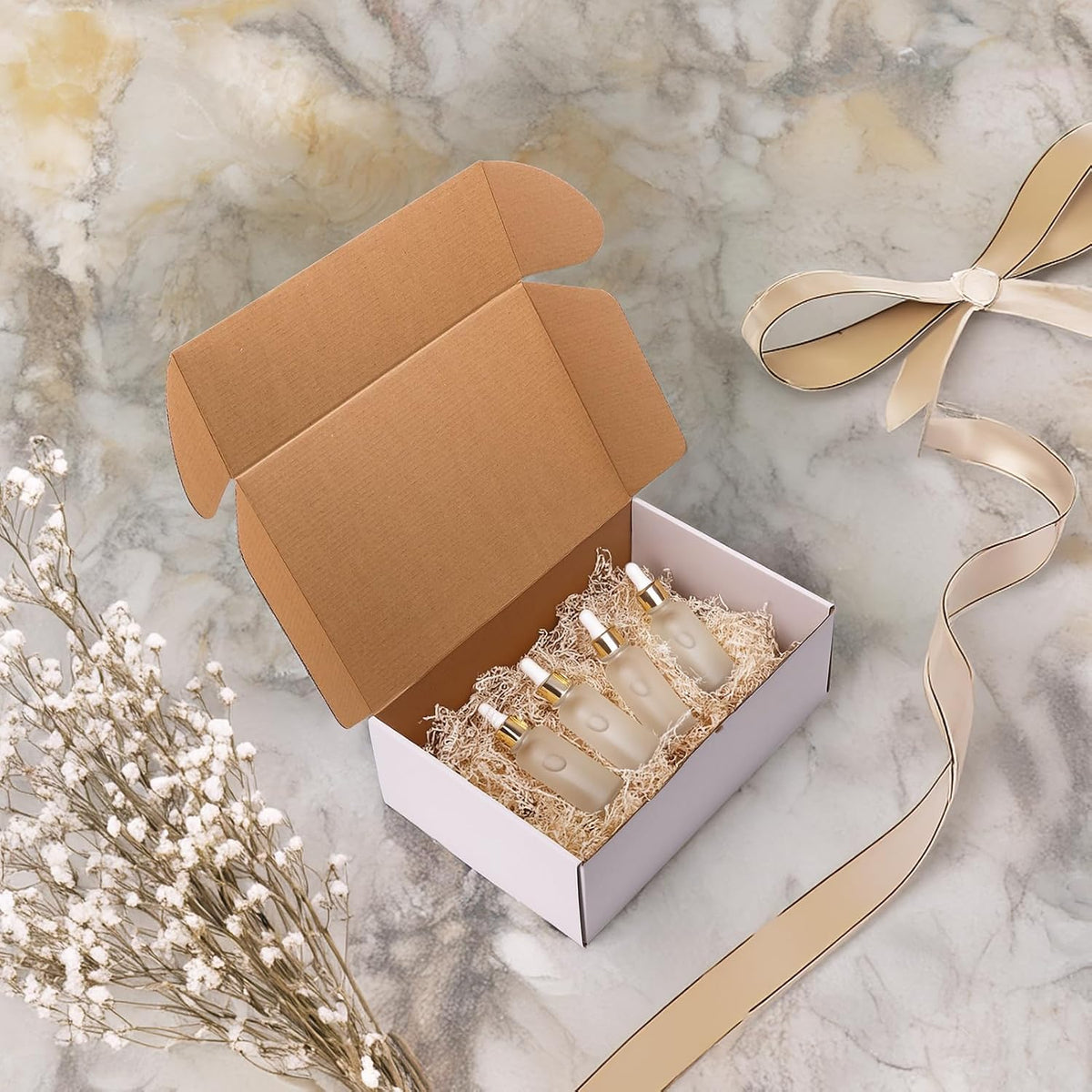 12x8x4 Shipping Boxes Set of 20, White Corrugated Cardboard Mailer Box for Packing Small Business