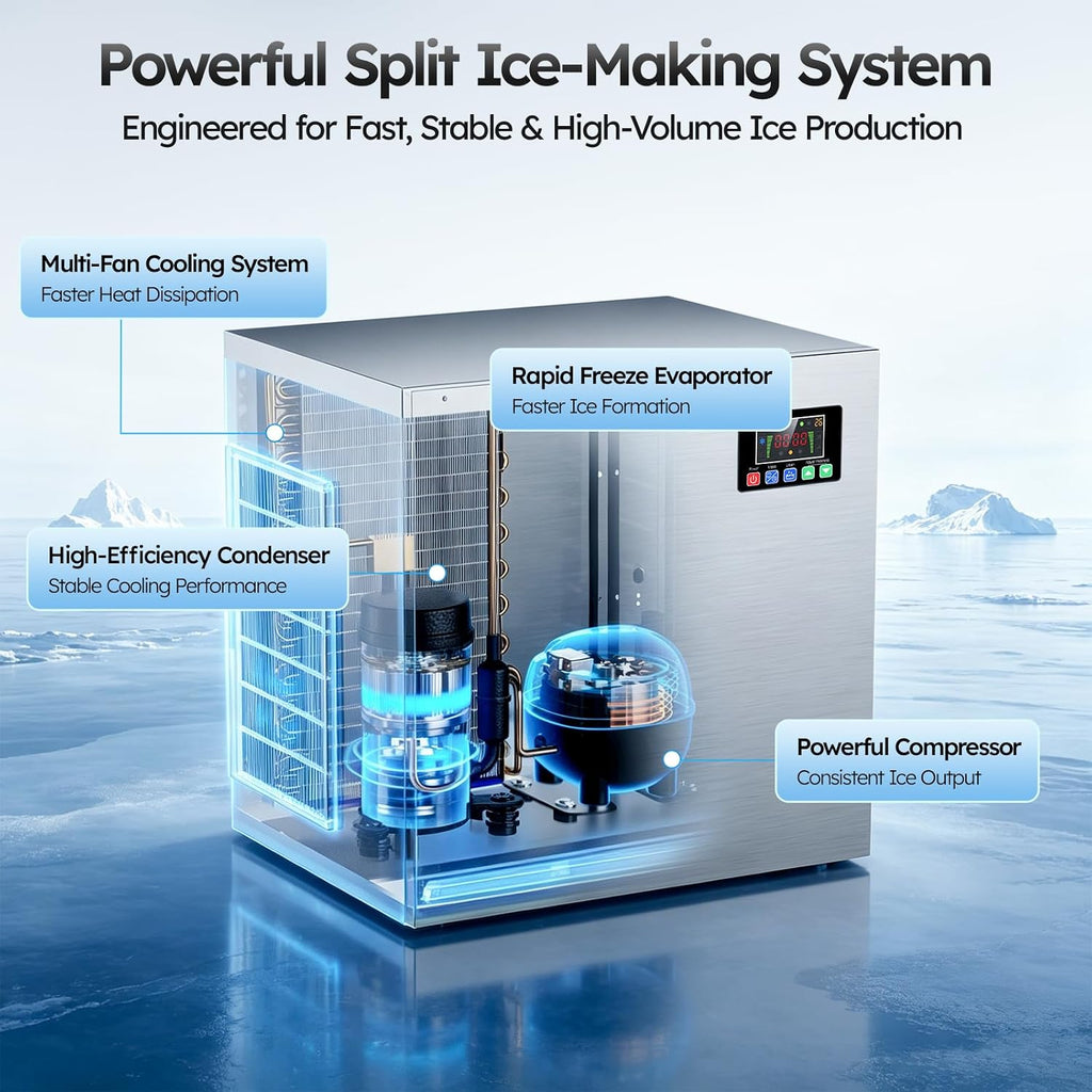 Commercial Ice Maker Machine, 680LBS/24H with 560LBS Storage Bin