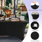 6FT Spandex Table Cover, Stretch Fitted Tablecloth, Black