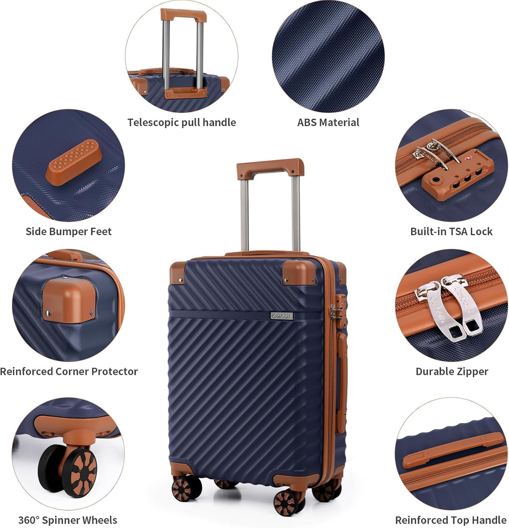 Carry On Luggage 22x14x9 Airline Approved, Hardside 20 Inch Carry on Suitcases with Wheels, Hard Shell ABS
