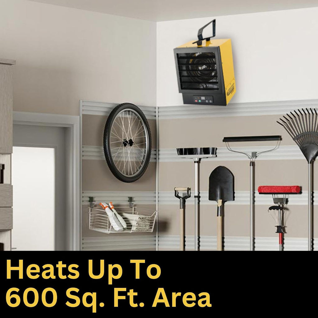 EWH5510 Electric Forced Air Heater with Remote Control 17,060 Btu, Yellow, Large | NO PLUG Hardwired Install