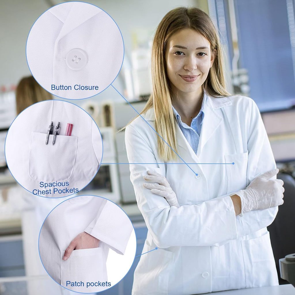 White Lab Coat for Woman,Doctor Halloween Costumes for Women Adult