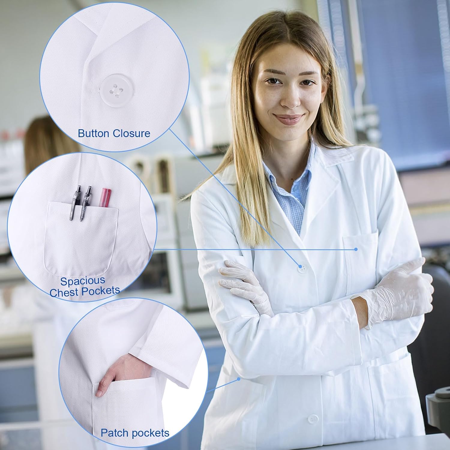 White Lab Coat for Woman,Doctor Halloween Costumes for Women Adult
