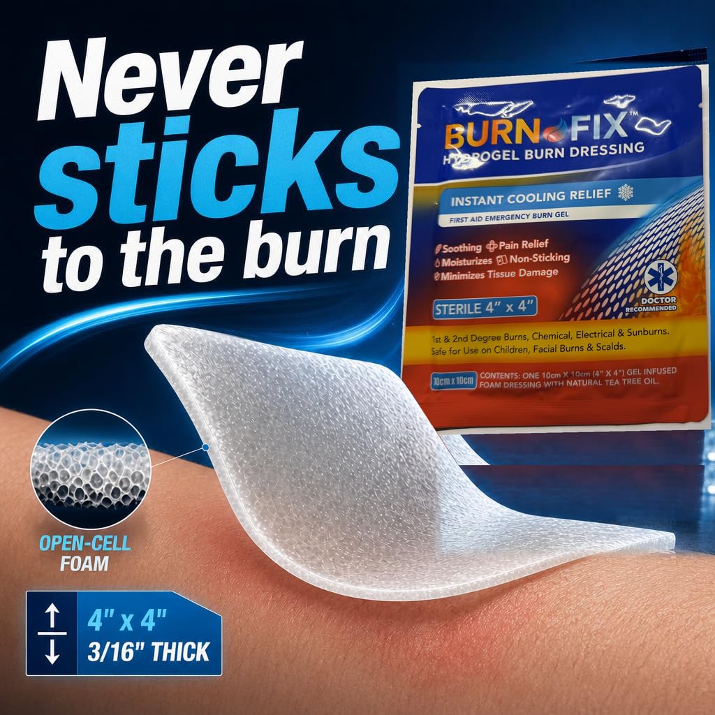 BurnFIX Burn Kit First Aid Recommended by Doctors, Comprehensive 25pcs First Aid Kit Includes Burn Gel, Burn