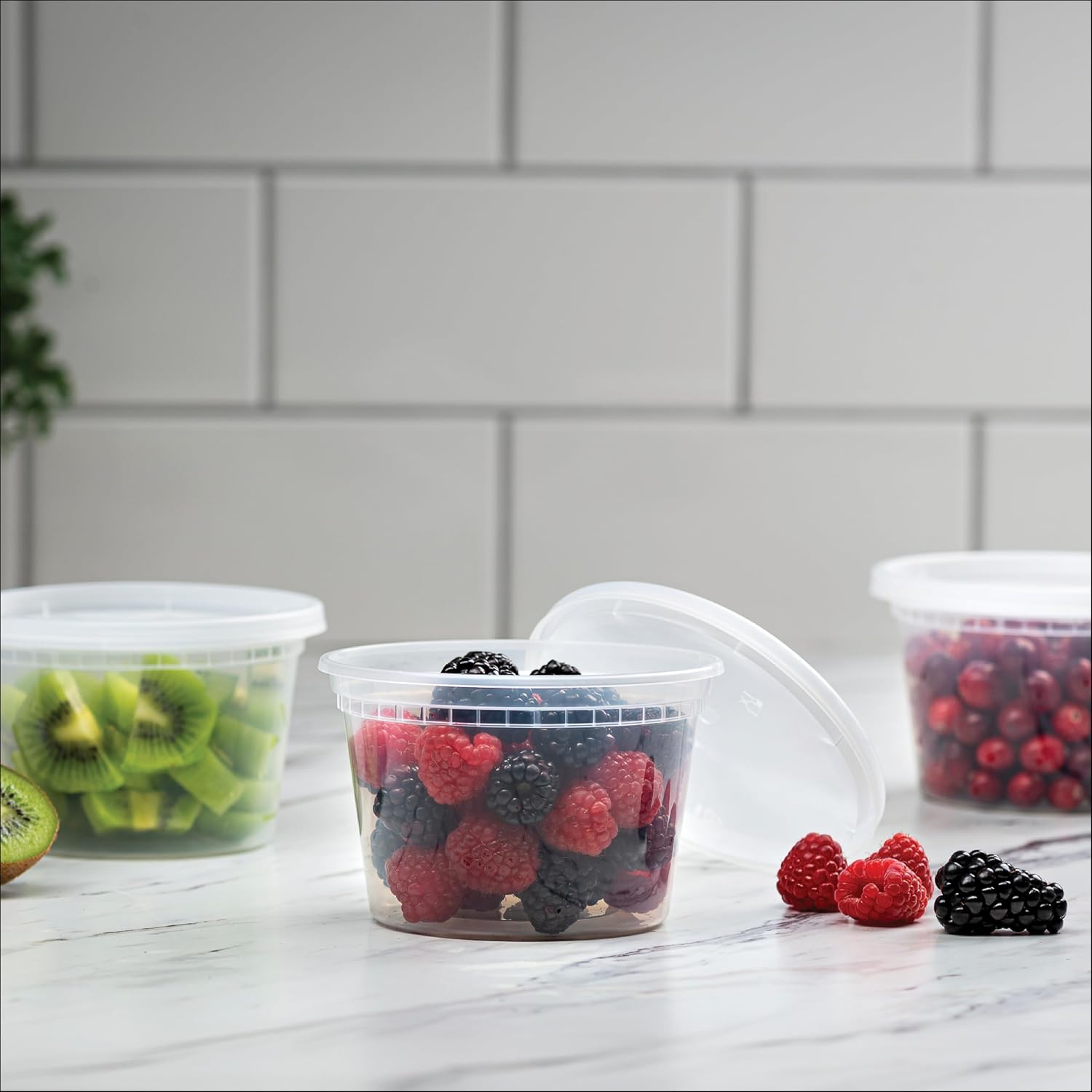 16 oz Deli Containers with Lids (48 Sets) – Pint Clear Plastic Food Storage Containers, Airtight Leak-Resistant Seal