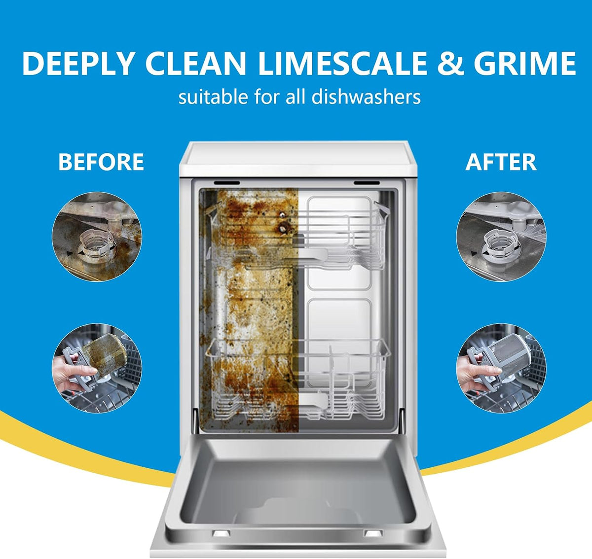 Dishwasher Cleaner & Deep Deodorizer Cleaning Tablets 24 Tabs Lemon Scent