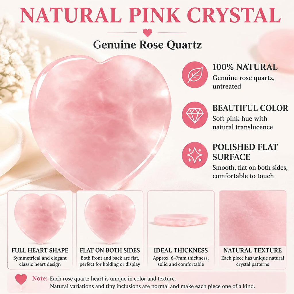 Rose Quartz Pet Memorial Gifts for Loss of Dog, Cat -Heart Crystal Stone