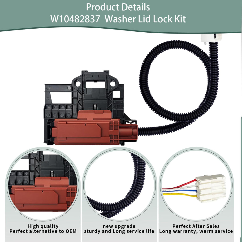 WPW10482837 W10482837 Washer Lid Lock Latch Replace FIX11755479