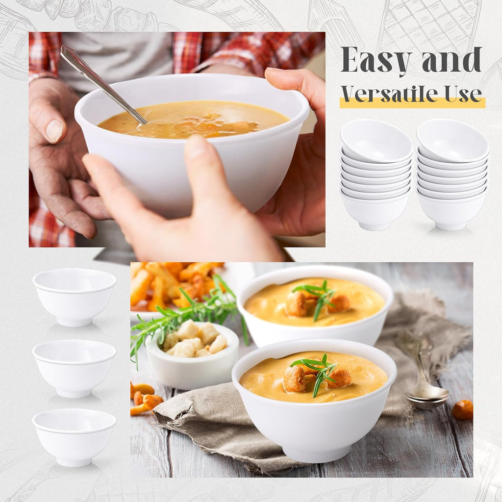 50 Pcs Soup Bowls Unbreakable Cereal Salad, 10 oz, White