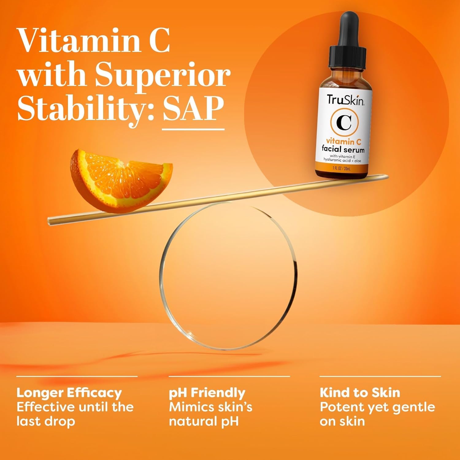 Brightening Vitamin C Serum for Face with Hyaluronic Acid, 1 fl oz | Anti aging face serum with Vitamin E to improve