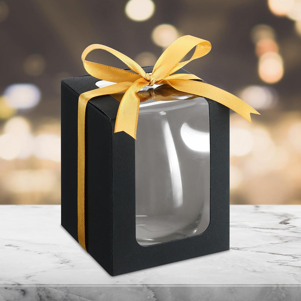 50 Pack Gift Boxes for 9 oz Stemless Wine Glass, Black