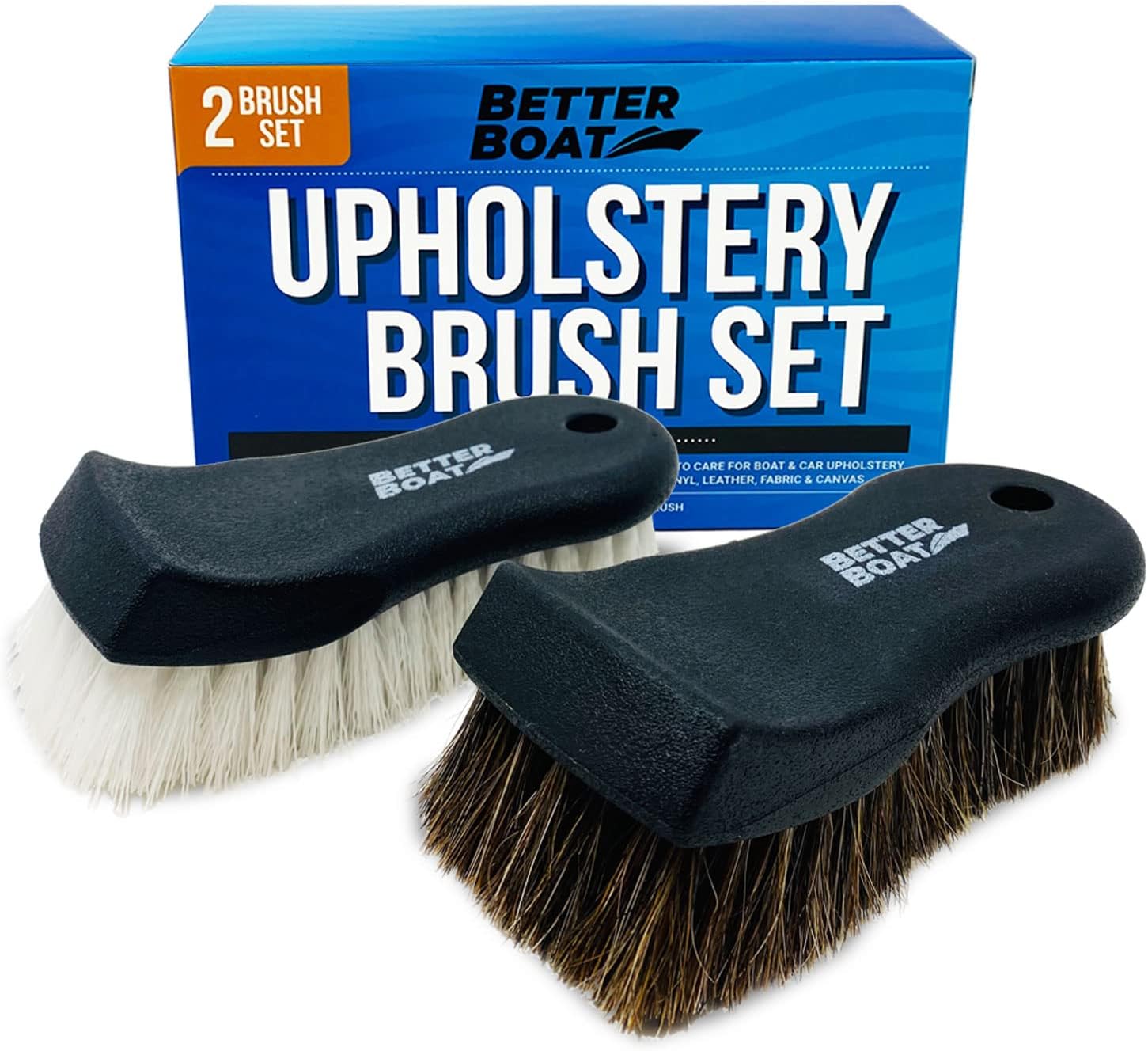 Upholstery Brush Set, Carpet and Car Cleaning Brushes, Horsehair Detailing | Brush for Upholstery Cleaner, Leather