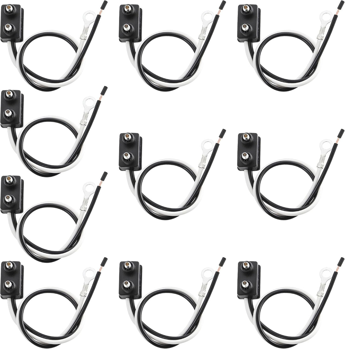 10PCS Trailer Light 2 Wire Pigtail Harness 10" Long, 2 Pin Trailer Light Connector Fits with 2" and 2.5" Side