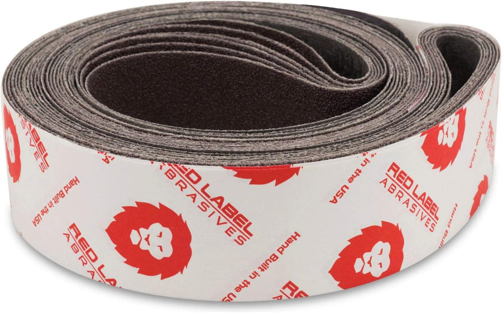 Red Label Abrasives 2 X 72 Inch 36 Grit Aluminum Oxide Metal Sanding Belts - Knife Sharpening Sanding Paper for Metal Working and Metal Finishing - Belt Sander Paper 6 Pack