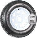 Trailer Tire Rim Assembly ST205/75D15 F78-15 Load C 5 Lug White