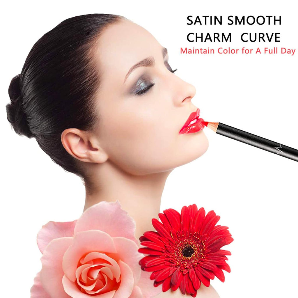18 Colors Lip Liners Pencil Set with 2 Pencil Sharpeners, Premium Waterproof Smooth Lip Pencils, Long Lasting Matte
