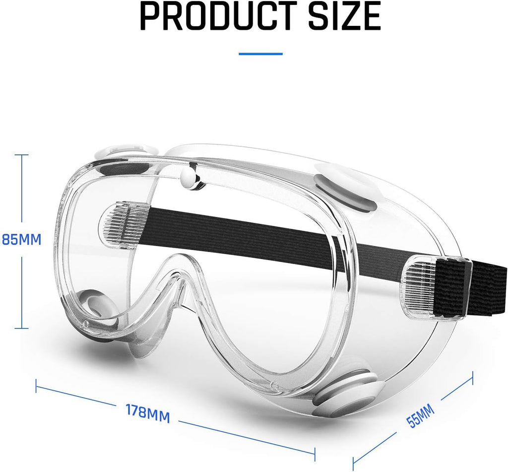 Safety Goggles Medical Goggles Fit Over Eyeglasses Anti-Fog Safety Glasses Clear Lab Goggles chemistry Protective