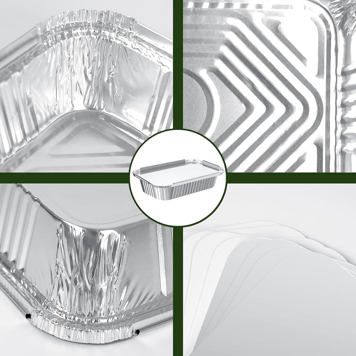 30 Pack Disposable Aluminum Pans With Lids, 10x7.5 And 7.3x5.3 Square 6.9x4.3 Square Combo Set, Disposable Baking and