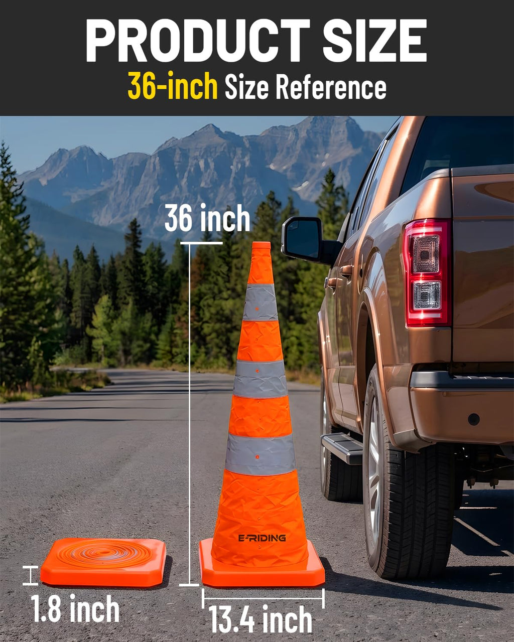 36 Inch 4 Pack Collapsible Traffic Cones