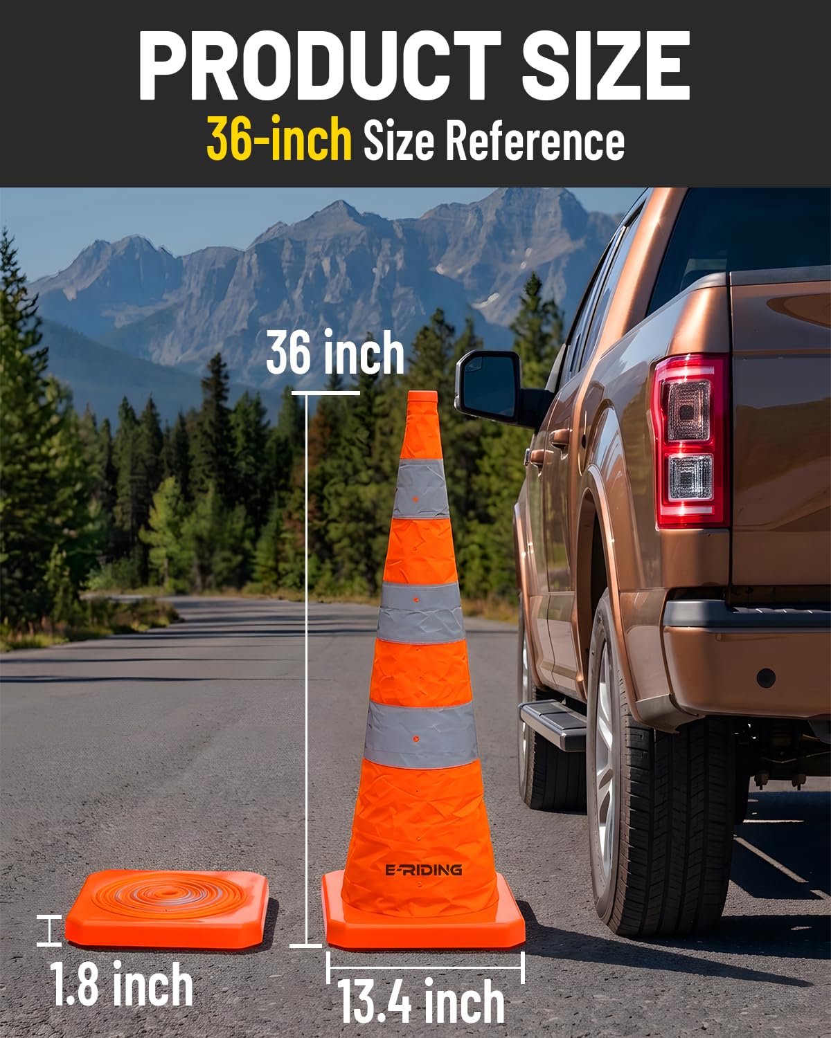36 Inch 4 Pack Collapsible Traffic Cones