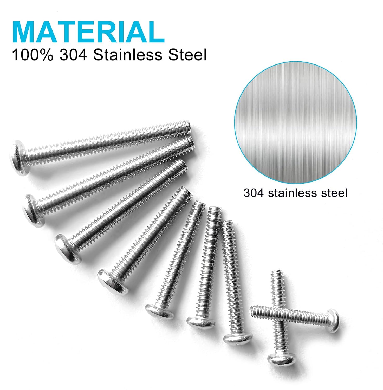 750PCS #2-56#4-40#6-32#8-32 Phillips Pan Head Screws Bolt Nut Flat Washers 304 Stainless Steel Machine Screws Nuts