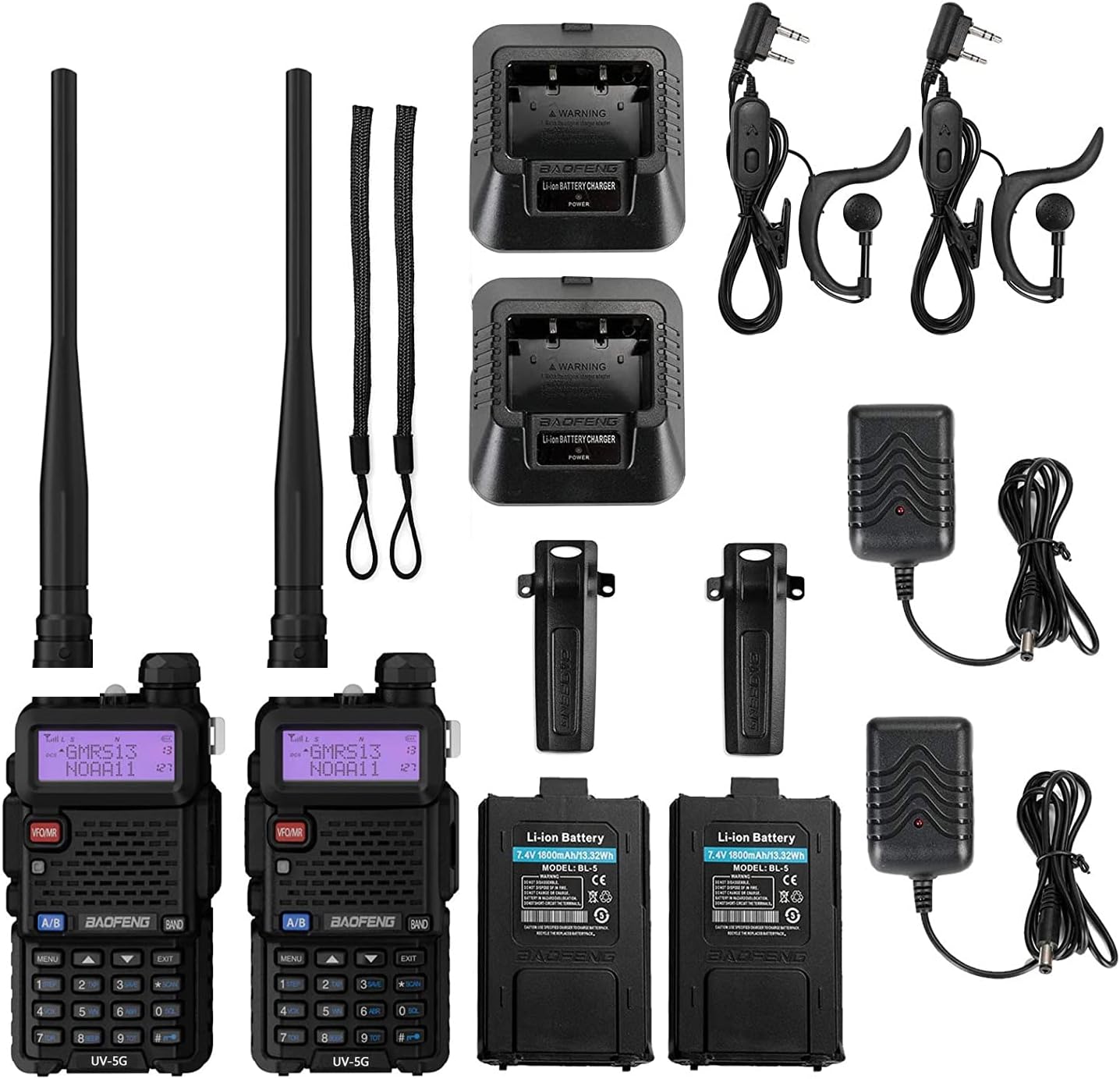 UV-5G (UV-5X) GMRS Handheld Radios, Long Range Two Way Radio 2 Pack | CHIRP Compatible, Repeater Capable, NOAA