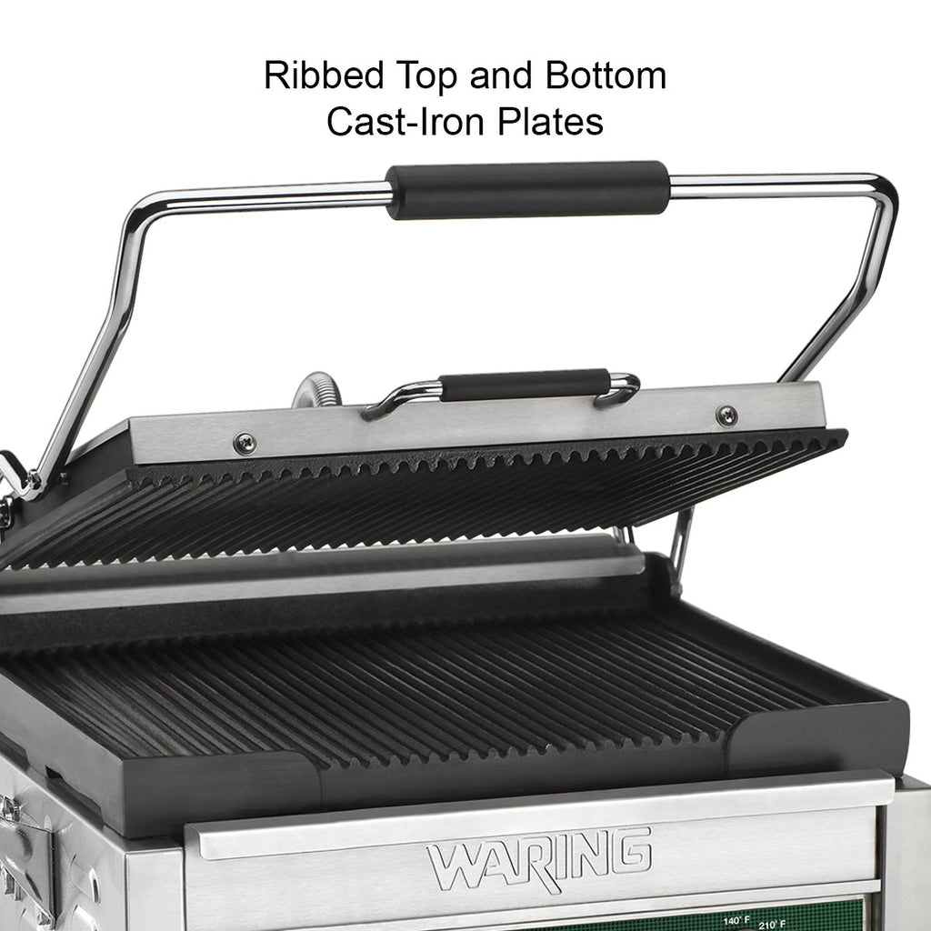 Panini Press with 14.5" x 11" Cooking Surface & Ribbed Plates