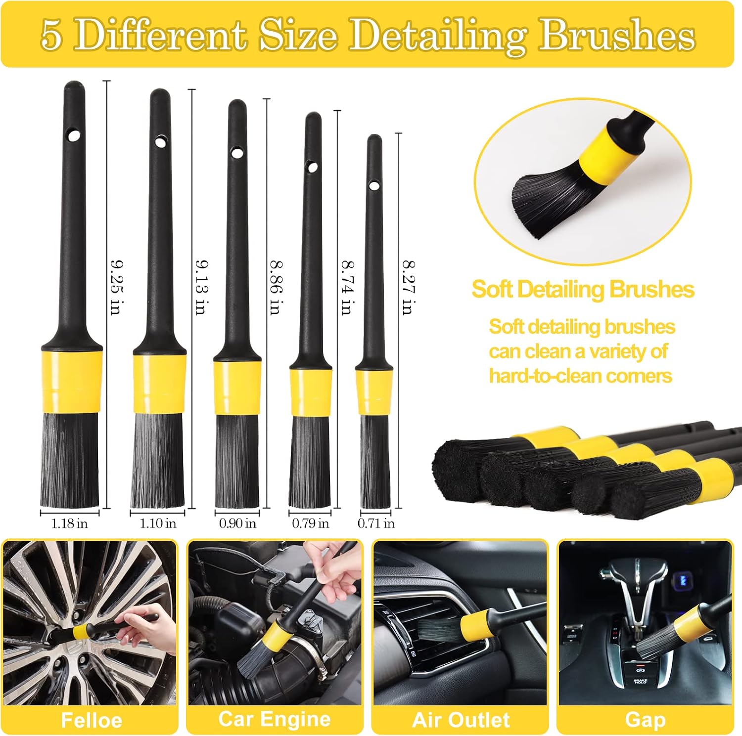 27Pcs Car Detailing Kit, Car Detailing Brush Set, Auto Detailing Drill Brush Set, Car Detailing Brushes, Car Wash