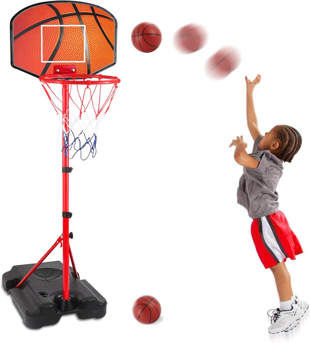 Kids Basketball Hoop for 3 4 5 6 Year Old Stand Adjustable Height 3.5ft-5.3ft Toddler Boy Basketball Hoop Indoor Mini