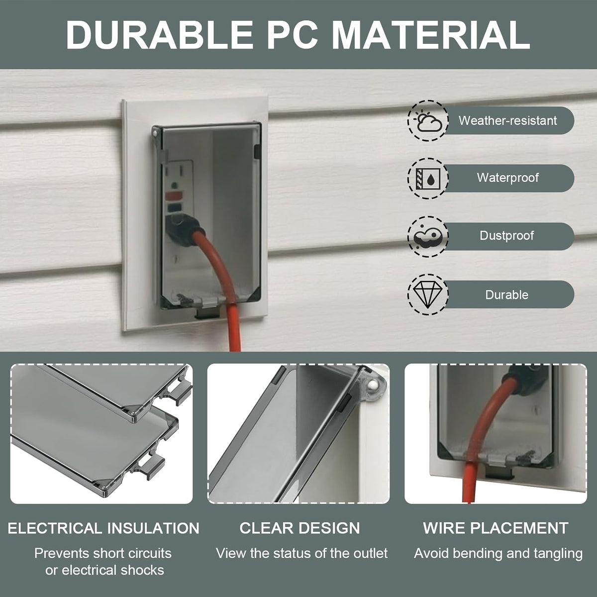 1-Gang Outdoor Outlet Cover, Type 3R Enclosure Cover for Wet Locations