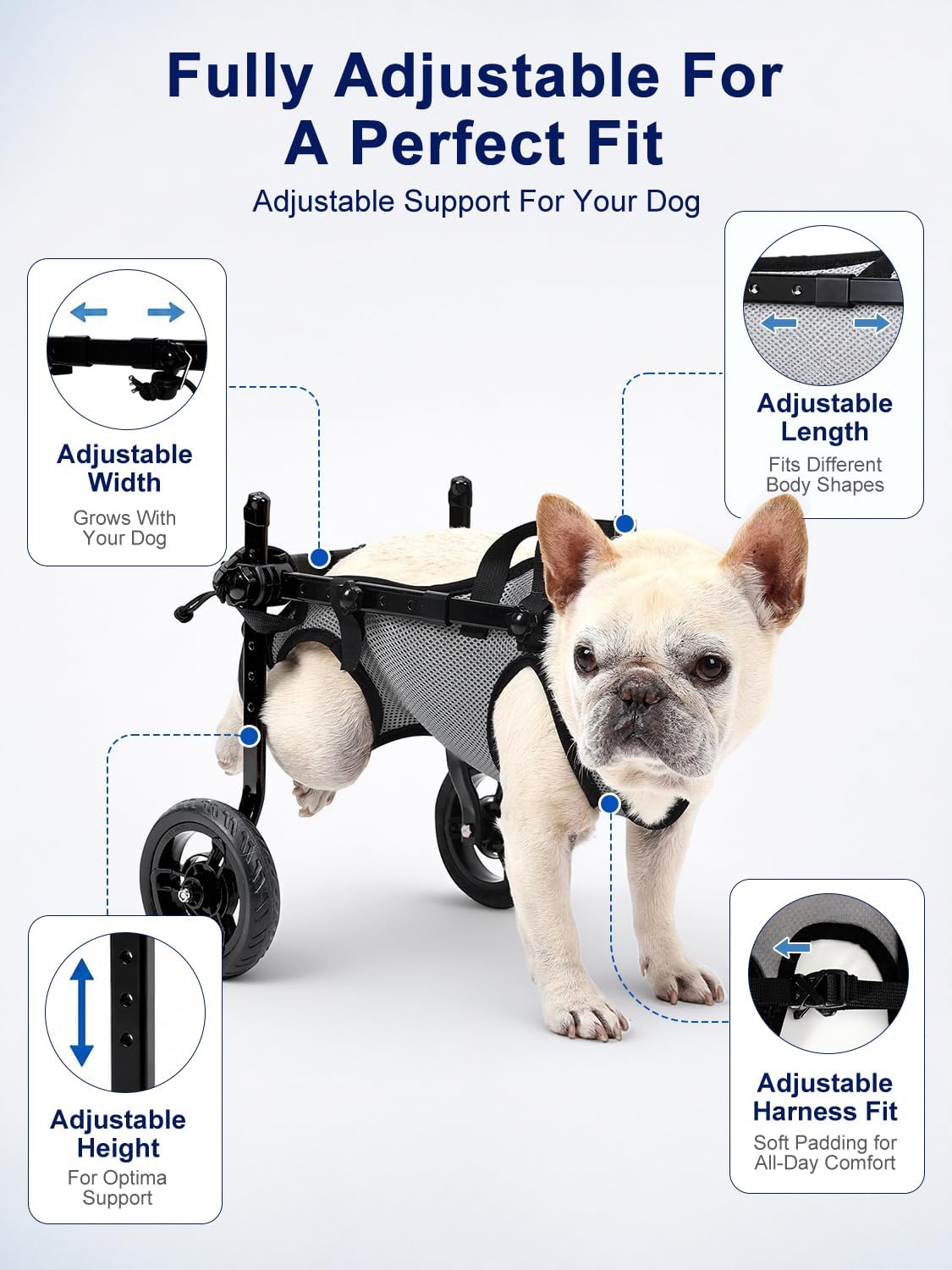 Dog Wheelchair for Back Legs, Adjustable Mobility Cart for Dogs