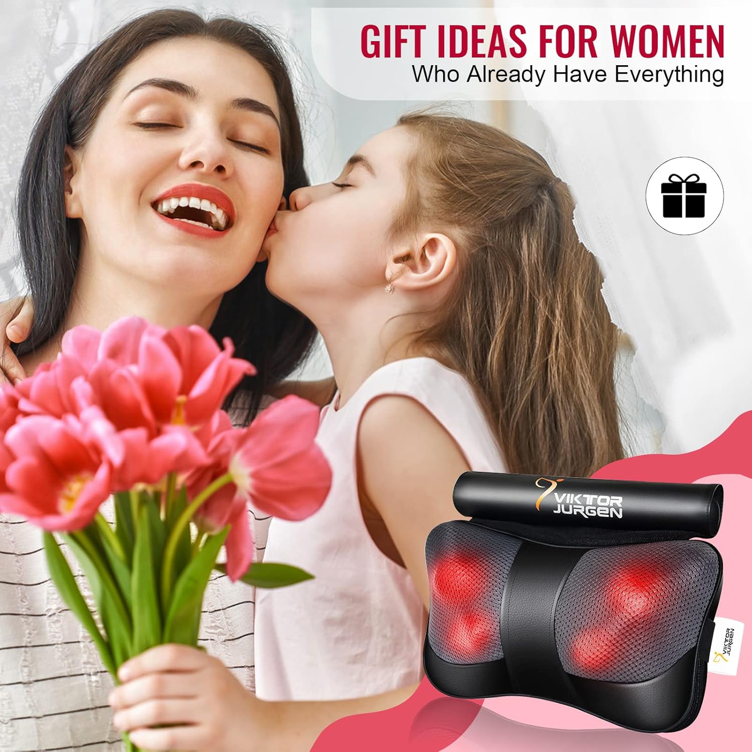 Fathers Day Back Massager Gifts, Shiatsu Kneading Massager for Neck and Shoulder, Massage Pillow with Heat Relaxation