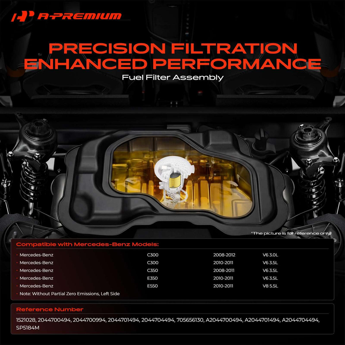 A-Premium Rear Left Fuel Filter Assembly Compatible with Mercedes-Benz