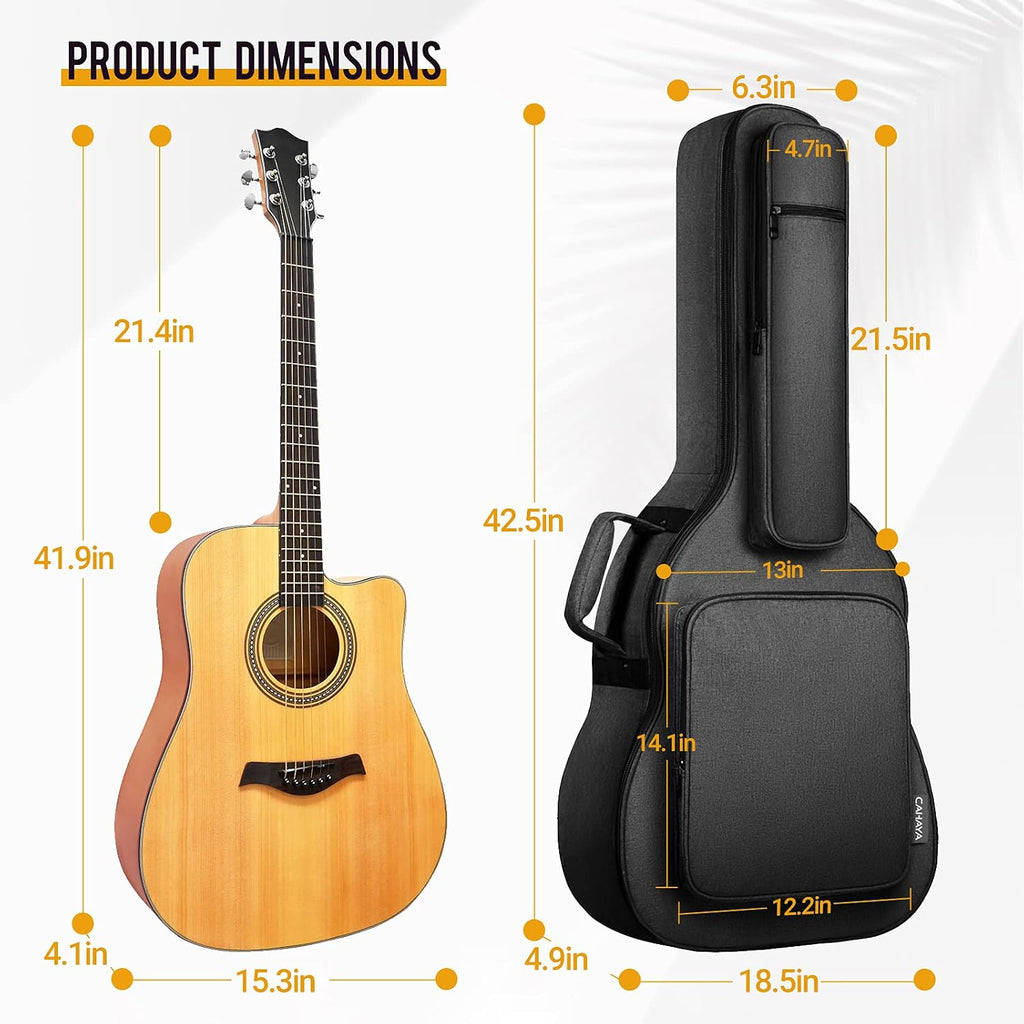 Acoustic Guitar Case Soft Padded Guitar Bag 0.7 In Thick Sponge Reinforced Gig Bag with 5 Pockets,Neck Cradle,Back