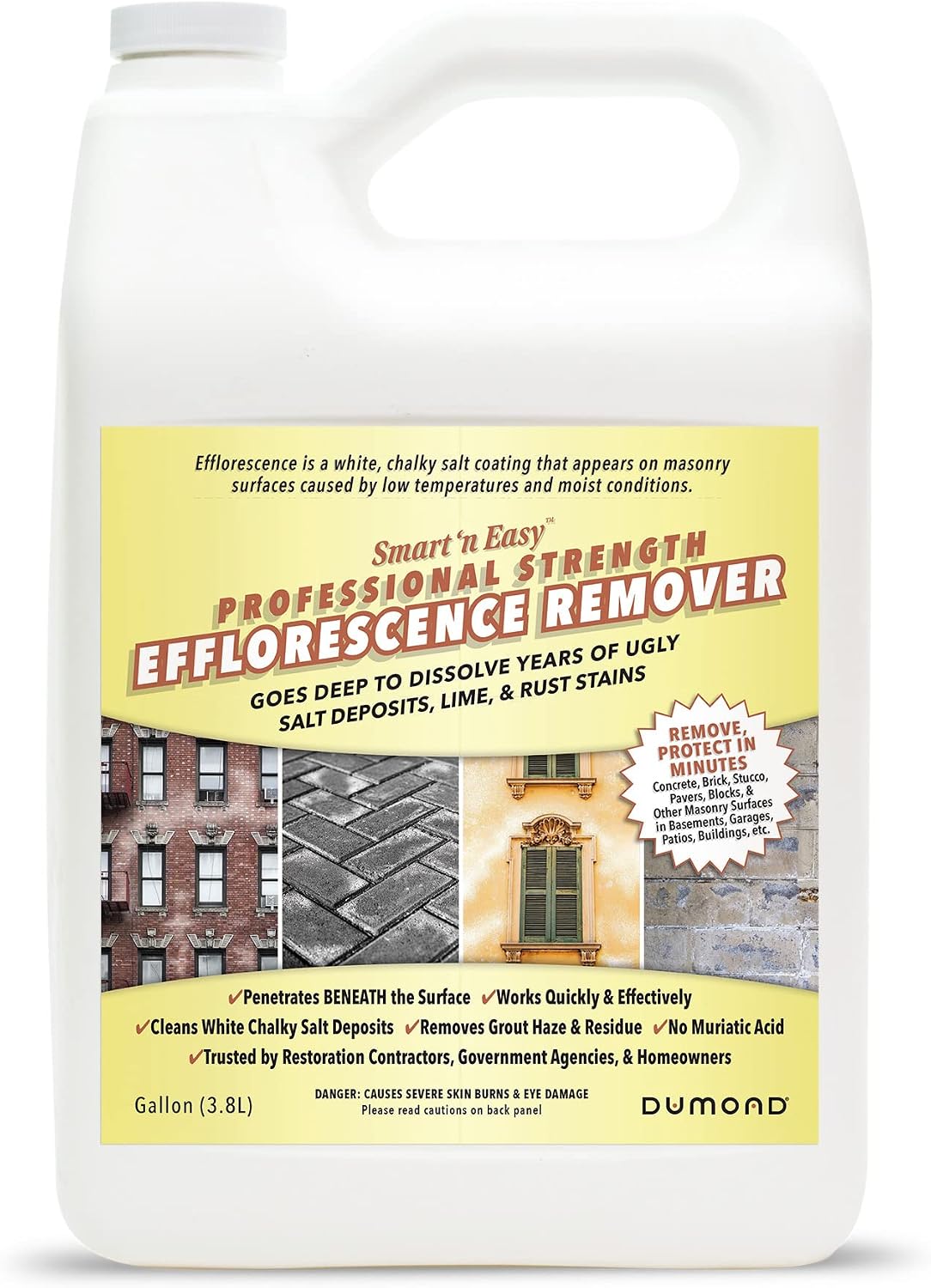 Smart 'n Easy Efflorescence Remover - Heavy Duty Professional Strength Formula - Removes The Toughest Salt, Calcium
