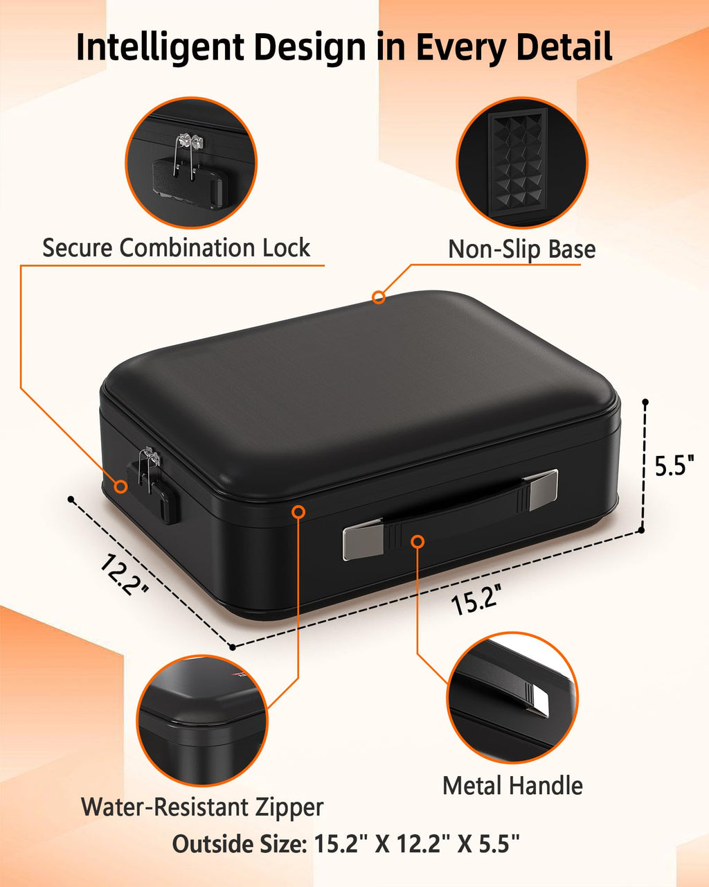 Fireproof Document Box - 8-Layer Hard Shell Fire Proof Safe for Home Documents, Water Resistant File Organizer for